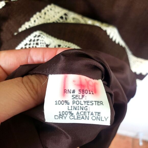 Women's David Meister Brown Tweed White Lace Sleeveless Dress Size 10/Med - Picture 9 of 11